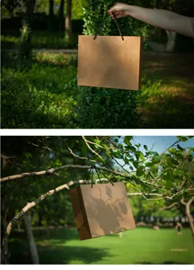 Kraft paper gift bag horizontal retro minimalist packaging tote for clothing and holiday gifts