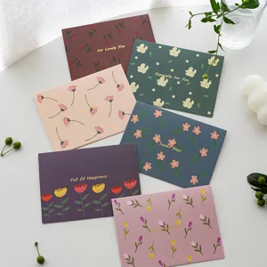 Set di Biglietti d'Auguri Floreali Vintage Con Buste e Adesivi di Sigillo Eleganti Biglietti di Benedizione Botanica Per Festa di Compleanno