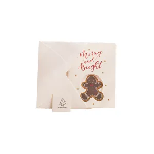Set de cartes de vœux de Noël avec enveloppe, découpe de bonhomme en pain d'épices et design.