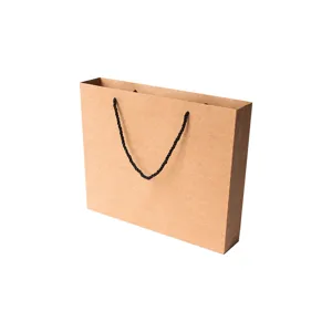 Kraft paper gift bag landscape brown shopping bag with black handles for packaging and events.