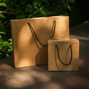 Retro Minimalist Kraft Paper Bag Gift Tote Bag For Clothing Holiday Party Gift Packaging Decorative Storage Bag