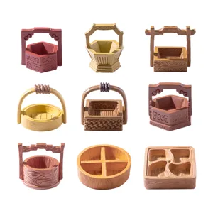 Miniatur Vintage Chinesische Essen Box Modell Korb Miniatur Ornament Retro Harz Handwerk Für Puppenhaus Diy Landschaft Deko Geschenk