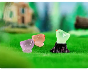 Luminous resin bird figurines for miniature moss landscape and desktop decor details.