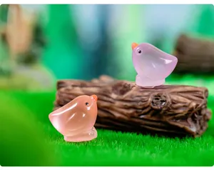 Cute resin bird miniature figurines for micro landscape, succulent moss desktop decor.