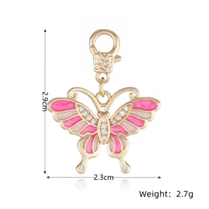 Colgante de mariposa esmaltado en oro cobre accesorio de joyería DIY vista detallada