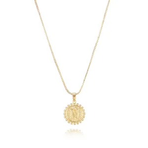 Goldene Buchstabe N Halskette, minimalistische 18k vergoldete filigrane Kette fuer Damen.