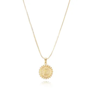 Elegante vergoldete Halskette mit rundem Perlenrand Buchstaben Z Anhänger und feiner Kette.