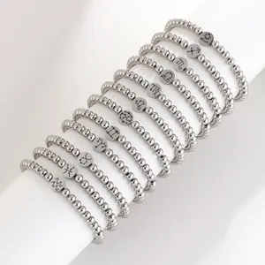 Stainless steel 12 zodiac constellation beaded bracelets set for women chic jewelry wholesale