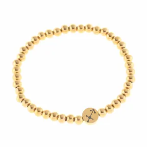 Gold stainless steel beaded bracelet featuring Sagittarius zodiac charm for women jewelry