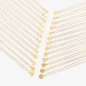 Gold initial necklace A-Z paperclip chain pendant elegant minimalist jewelry for women