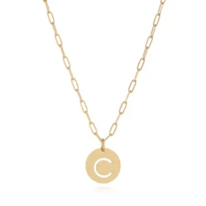 Gold stainless steel initial letter C pendant clavicle chain fashion necklace for women