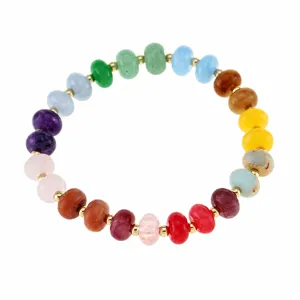 Colorful semi-precious stone abacus bead bracelet ethnic style handmade beaded hand jewelry wholesale