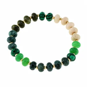 Colorful semi-precious stone abacus bead bracelet detail view showcasing craftsmanship.
