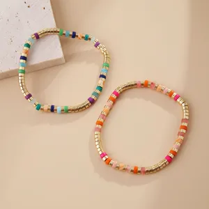 Bohemien kleurrijke kraal armband set retro koper verguld edelsteen sieraden voor dames