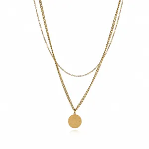 Gold double layer letter I pendant necklace stainless steel choker fashion jewelry for women