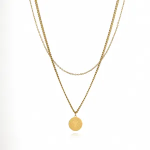 Stainless steel double layer letter Y pendant necklace fashion gold clavicle chain