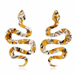 Exaggerated snake acrylic earrings long tortoise shell statement drop jewelry for women