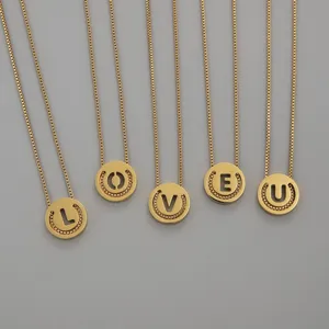 Gold stainless steel letter pendant necklace, trendy minimalist clavicle chain for women.