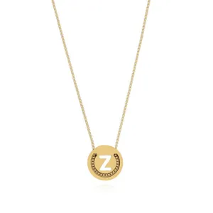 Gold stainless steel initial letter Z pendant necklace for women trendy clavicle chain jewelry
