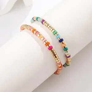 Boheemse kleurrijke halfedelsteen kraal armbanden stapelbare vergulde dames sieraden