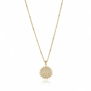 Gold initial A necklace with sparkling cubic zirconia pendant, chic dainty jewelry.