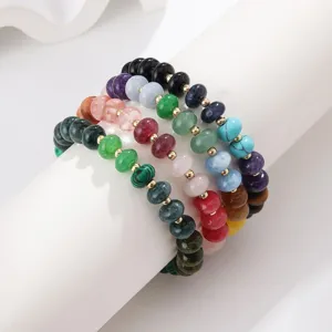 Colorful gemstone abacus bead bracelet handmade bohemian style semi-precious stone jewelry