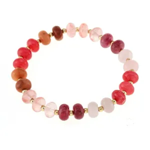 Colorful gemstone abacus bead bracelet with gold spacer beads for women fashion jewelry main