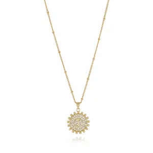 Gold Letter J Pave Zircon Pendant Necklace Sparkling Diamond Close Detail for Women