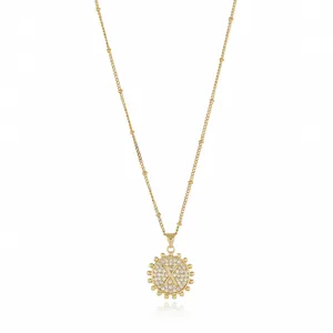 Gold pave rhinestone letter X pendant necklace with beaded chain detail for women.
