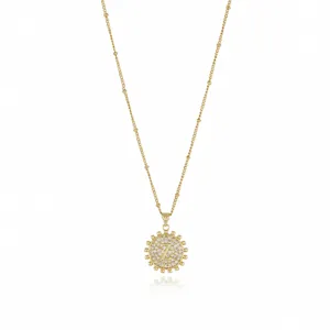 Gold-plated initial Z pendant necklace with sparkling cubic zirconia stones for women.