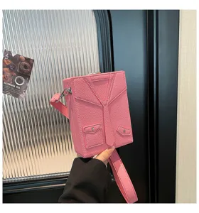 Rosa unico vestito cravatta design borsa a tracolla moda casual piccola borsa quadrata donna