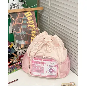 Zaino ita rosa con coulisse zaino trasparente carino morbido zainetto estetico per scuola
