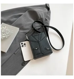 Unica borsa a tracolla in pelle PU con design di giacca da abito formale e dettaglio di cravatta.