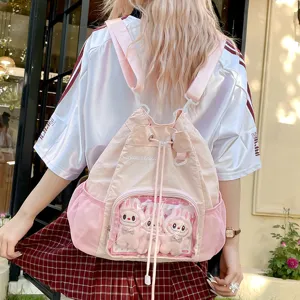 Zaino Ita con Finestra Trasparente Stile Giapponese da Donna Dolce Zainetto in Nylon con Coulisse per Scuola Pacchetto Display Anime