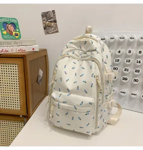 Cute floral school backpack for teen girls, lightweight daily commuting travel daypack.