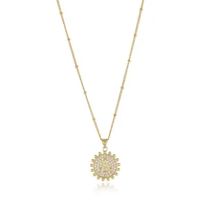 Elegant gold-plated satellite chain necklace featuring a pavé cubic zirconia letter A pendant.
