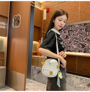 Cute cartoon chick crossbody bag for women, sweet Japanese style mini shoulder phone bag.