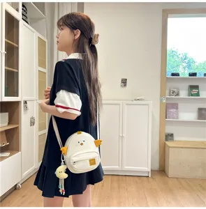 Cute cartoon chicken crossbody bag, Japanese style sweet mobile phone shoulder bag for girls.
