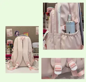 Süßer Campus Stil großer Kapazität Schulrucksack für Schüler, rosa Freizeit Rucksack.