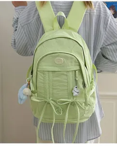 Casual cute student backpack large capacity nylon book bag solid color computer daypack