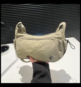 Borsa a tracolla casual in nylon da donna, borsa crossbody impermeabile con tasche multiple.