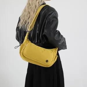 Borsa a tracolla gialla impermeabile casual da donna, comoda borsa tote elegante.