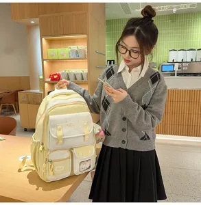 Aesthetischer Studenten Rucksack große Kapazität College Stil Schultertasche für Mädchen