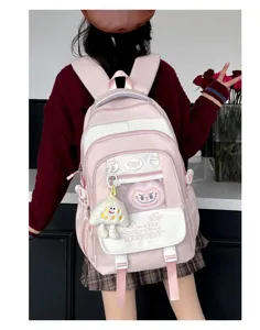 Rosa süßer Schüler Rucksack große Kapazität Schulranzen süßer Stil Freizeit Tagesrucksack