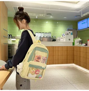 Sac à dos ita transparent japonais, grand sac d'école en toile pour le style de campus quotidien
