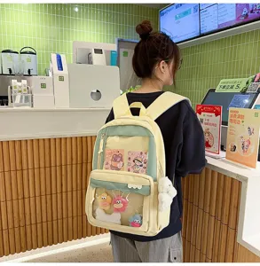 Sac à dos itabag transparent style japonais avec poche transparente et jolis pendentifs.