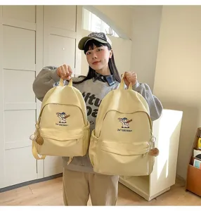 Cute embroidered puppy schoolbag large capacity casual rucksack for students and travel.