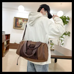 Lightweight sports gym duffel bag with mesh pocket, large capacity travel bag for daily fitness.