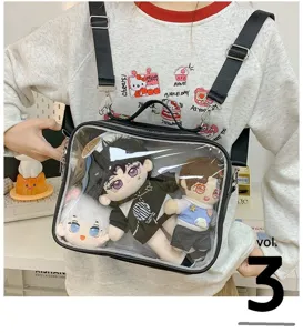 Clear 20cm doll ita bag transparent window cute plush display crossbody backpack anime style