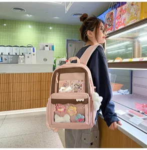 Sac à dos ita transparent japonais, joli sac d'école rose pour femme grande capacité quotidien